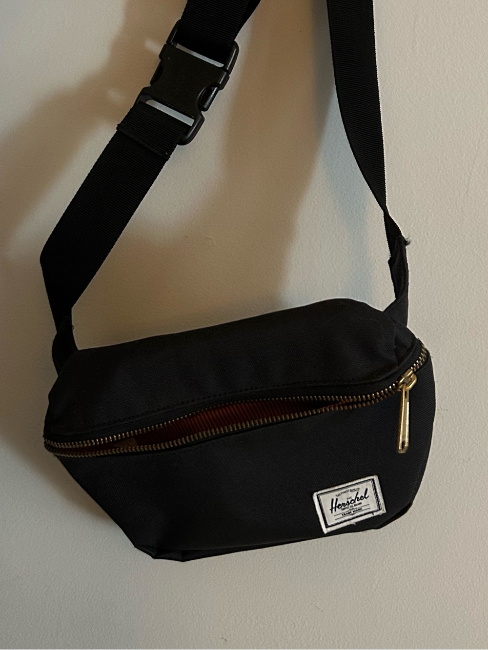 Herschel Supply Company Black Belt Bag with Gold Zipper